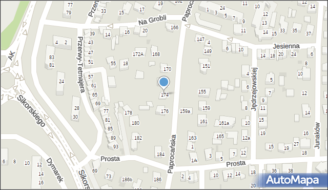 Tychy, Paprocańska, 174, mapa Tychów