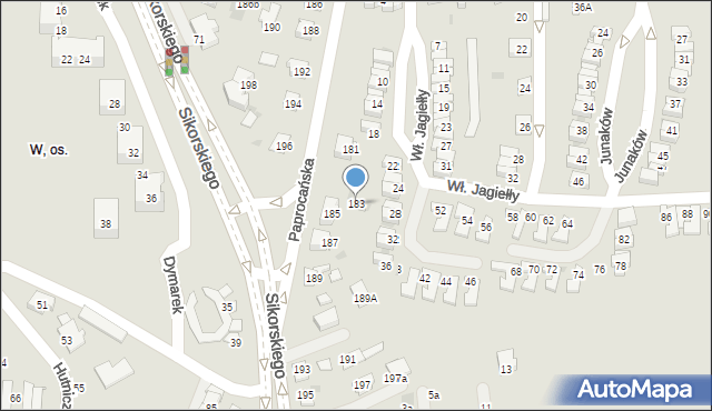 Tychy, Paprocańska, 183, mapa Tychów