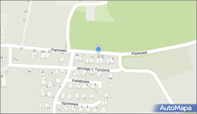 Tyczyn, Parkowa, 11, mapa Tyczyn