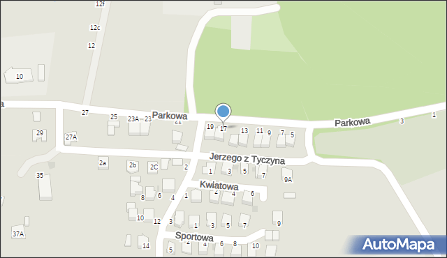 Tyczyn, Parkowa, 17, mapa Tyczyn