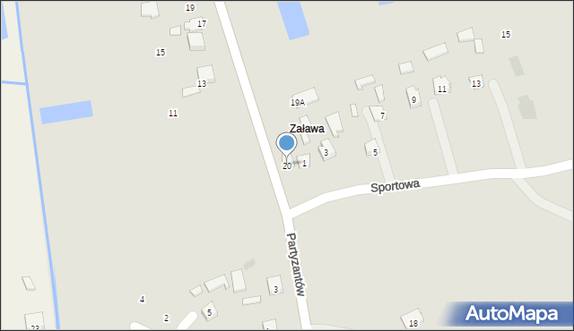 Tyszowce, Partyzantów, 20, mapa Tyszowce