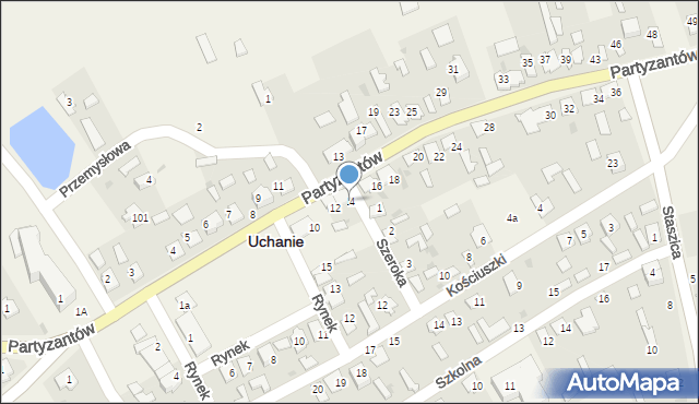 Uchanie, Partyzantów, 14, mapa Uchanie