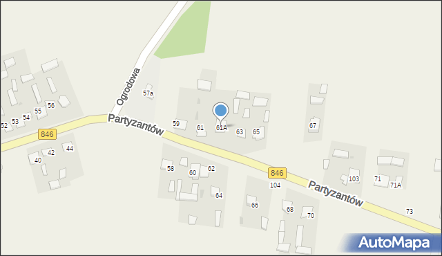 Uchanie, Partyzantów, 61A, mapa Uchanie