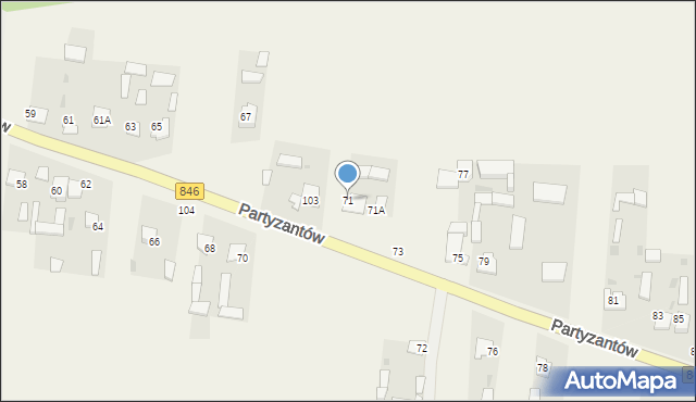 Uchanie, Partyzantów, 71, mapa Uchanie