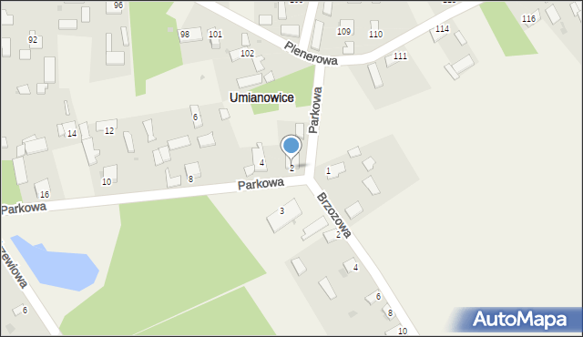 Umianowice, Parkowa, 2, mapa Umianowice