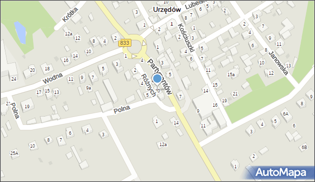 Urzędów, Partyzantów, 10, mapa Urzędów