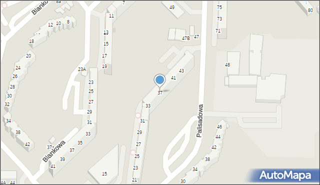 Wałbrzych, Palisadowa, 37, mapa Wałbrzycha