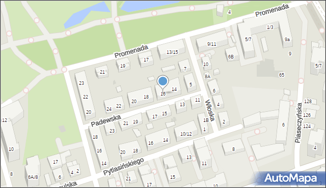 Warszawa, Padewska, 16, mapa Warszawy