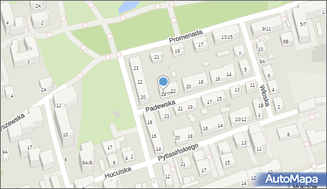 Warszawa, Padewska, 24, mapa Warszawy