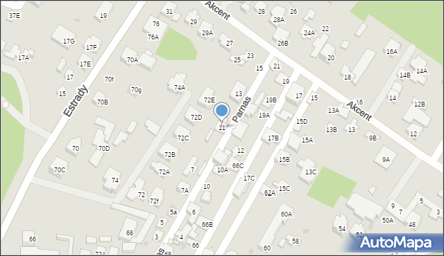 Warszawa, Parnas, 11, mapa Warszawy