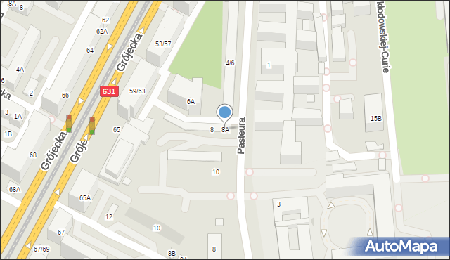 Warszawa, Pasteura Ludwika, 8A, mapa Warszawy