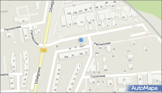 Warszawa, Parowcowa, 31A, mapa Warszawy