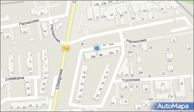 Warszawa, Parowcowa, 39A, mapa Warszawy