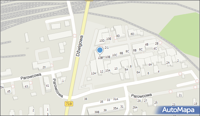 Warszawa, Parowcowa, 12B, mapa Warszawy