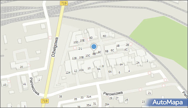 Warszawa, Parowcowa, 8B, mapa Warszawy