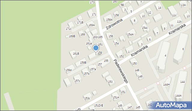 Warszawa, Paderewskiego Ignacego Jana, 159A/1, mapa Warszawy
