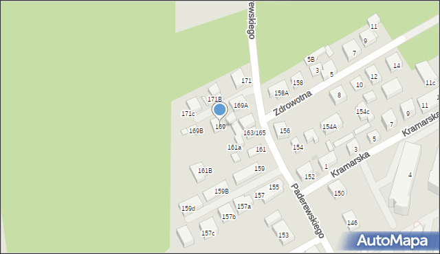 Warszawa, Paderewskiego Ignacego Jana, 169, mapa Warszawy