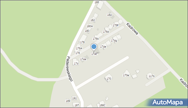 Warszawa, Paderewskiego Ignacego Jana, 174c, mapa Warszawy