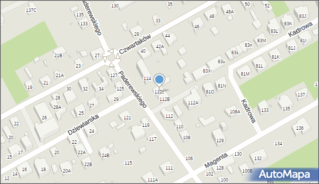 Warszawa, Paderewskiego Ignacego Jana, 112c, mapa Warszawy