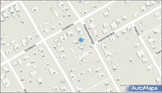 Warszawa, Paderewskiego Ignacego Jana, 81A, mapa Warszawy