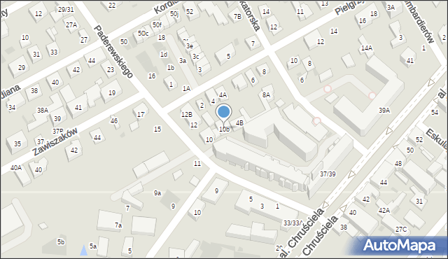 Warszawa, Paderewskiego Ignacego Jana, 10b, mapa Warszawy