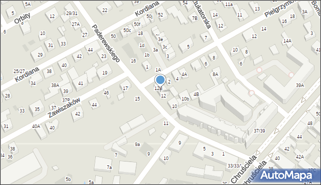 Warszawa, Paderewskiego Ignacego Jana, 12A, mapa Warszawy