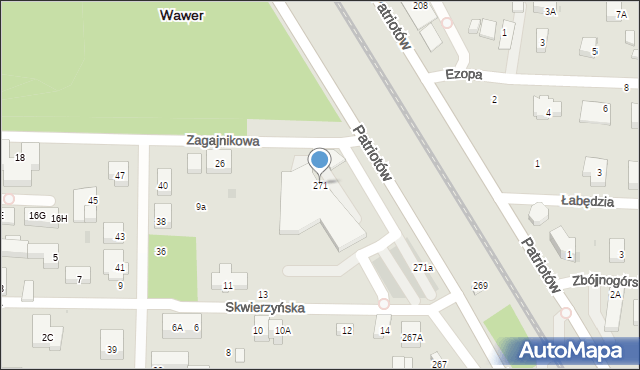 Warszawa, Patriotów, 271, mapa Warszawy