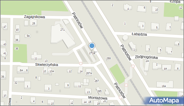 Warszawa, Patriotów, 271a, mapa Warszawy