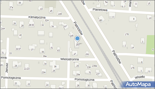 Warszawa, Patriotów, 243, mapa Warszawy