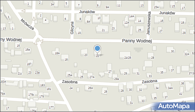 Warszawa, Panny Wodnej, 22, mapa Warszawy