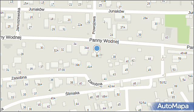 Warszawa, Panny Wodnej, 36, mapa Warszawy