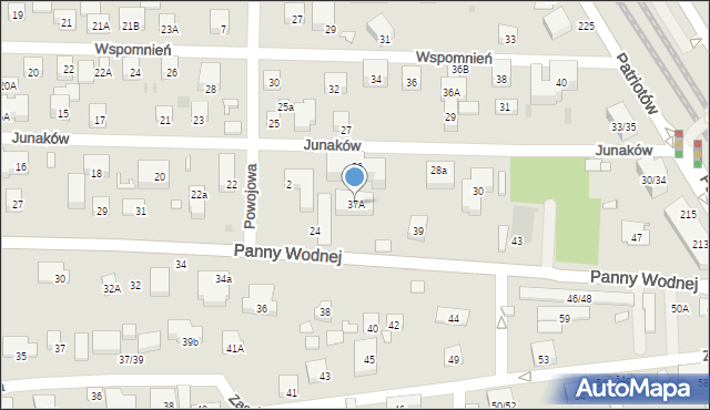 Warszawa, Panny Wodnej, 37A, mapa Warszawy