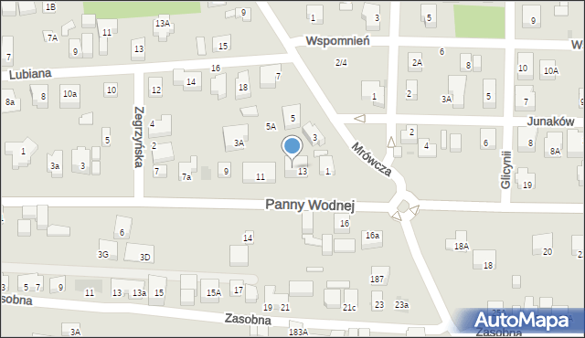 Warszawa, Panny Wodnej, 13A, mapa Warszawy