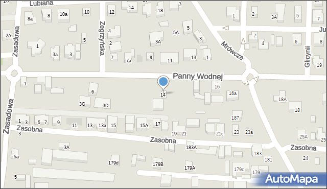 Warszawa, Panny Wodnej, 14, mapa Warszawy