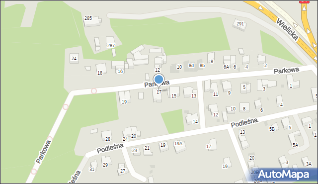 Wieliczka, Parkowa, 17, mapa Wieliczka