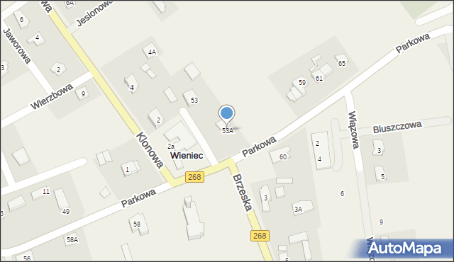 Wieniec, Parkowa, 53A, mapa Wieniec