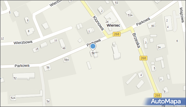 Wieniec, Parkowa, 58, mapa Wieniec