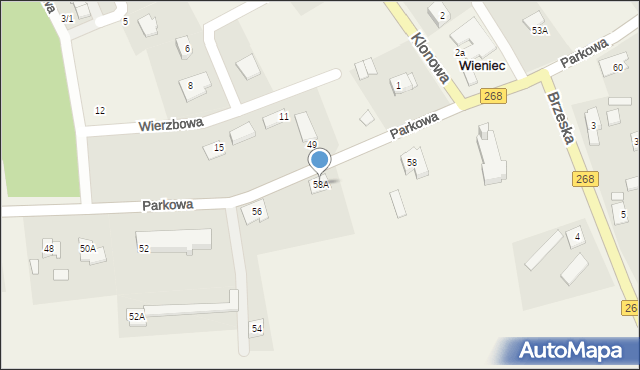 Wieniec, Parkowa, 58A, mapa Wieniec