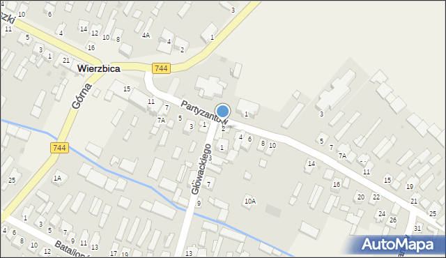 Wierzbica, Partyzantów, 2, mapa Wierzbica