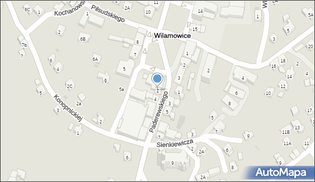 Wilamowice, Paderewskiego Ignacego Jana, 2, mapa Wilamowice