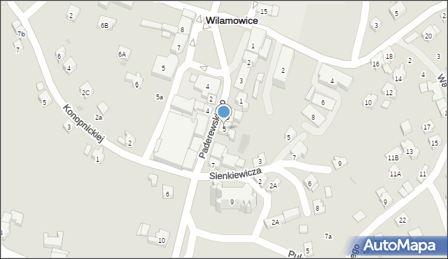 Wilamowice, Paderewskiego Ignacego Jana, 5, mapa Wilamowice