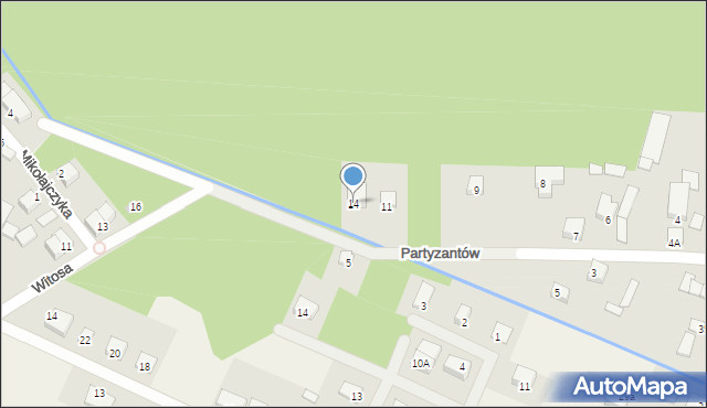 Wilga, Partyzantów, 14, mapa Wilga