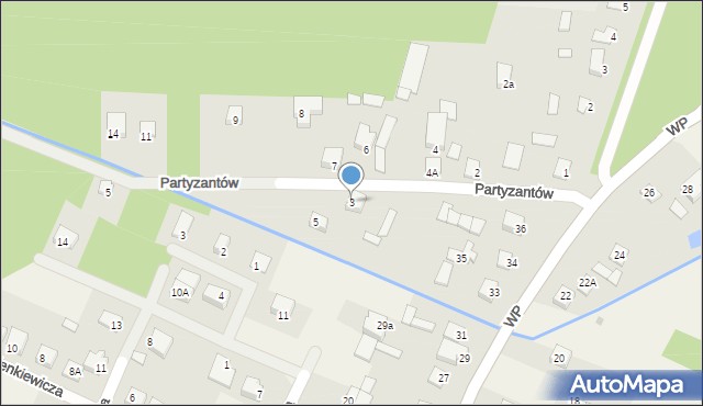 Wilga, Partyzantów, 3, mapa Wilga