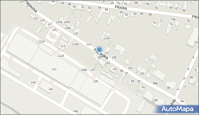 Włocławek, Papieżka, 105, mapa Włocławka