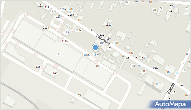 Włocławek, Papieżka, 107, mapa Włocławka