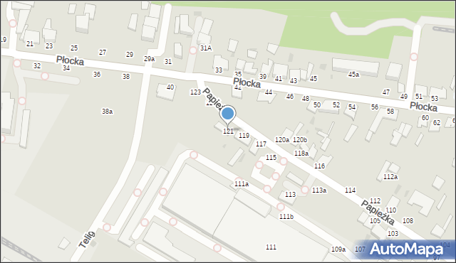 Włocławek, Papieżka, 121, mapa Włocławka