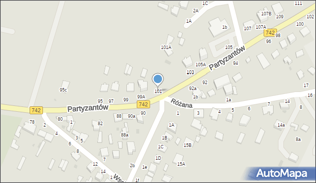 Włoszczowa, Partyzantów, 101, mapa Włoszczowa