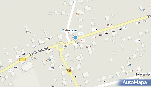 Włoszczowa, Partyzantów, 112a, mapa Włoszczowa