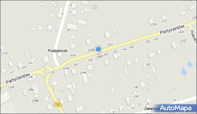 Włoszczowa, Partyzantów, 118, mapa Włoszczowa