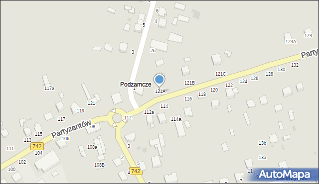 Włoszczowa, Partyzantów, 121A, mapa Włoszczowa